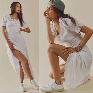 Free People Lace Dainty Ethereal Cottage Now And Forever Midi Dress Ivory XL NWT